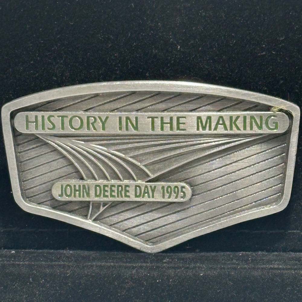 Vintage 1995 John Deere Day History In The Making Farm Belt Buckle Pewter Tone